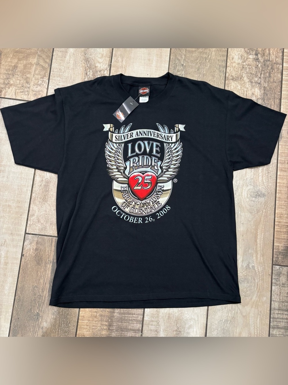 Y2K Harley-Davidson Love Ride 25th Silver Anniversary Glendale CA TShirt Size XL